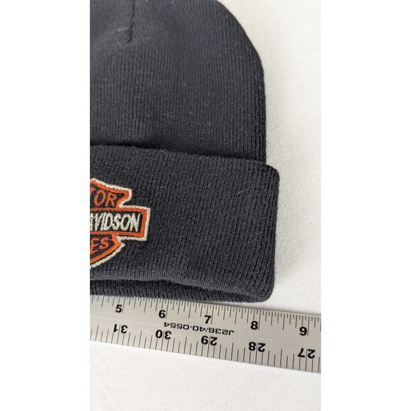 Harley Davidson Embroidered Logo Beanie clean Adult medium measured unstretched - Picture 4 of 5